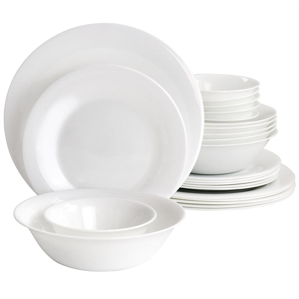 Ultra 36 Piece Tempered Opal Glass Combo Dinnerware Set In White Solid Casual - Diamond Home USA