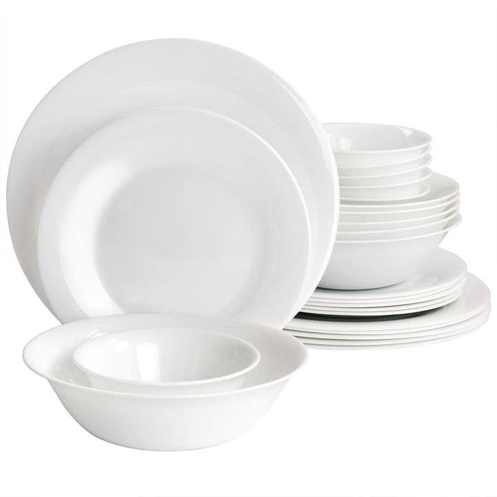 Ultra 36 Piece Tempered Opal Glass Combo Dinnerware Set In White Solid Casual - Diamond Home USA