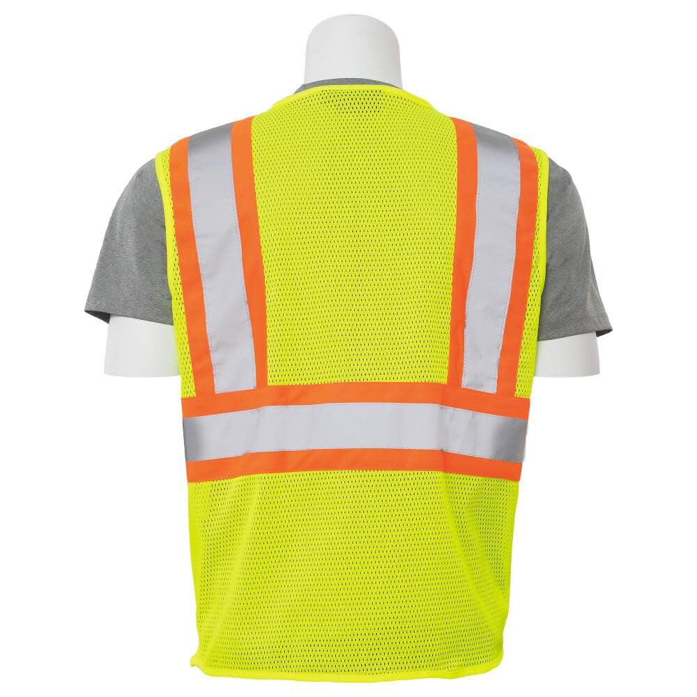 ERB 61819 S383P Class 2 Mesh Contrasting Trim Safety Vests Hi-Viz Lime 3X-Large - Diamond Home USA