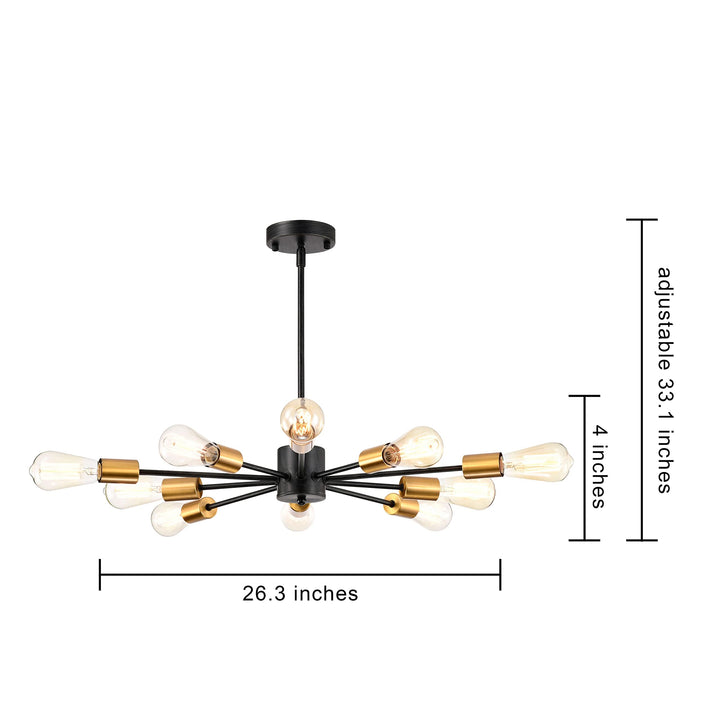 The Lighting Store Lorena Antique Black and Metallic Gold Sputnik 10-Light - Diamond Home USA