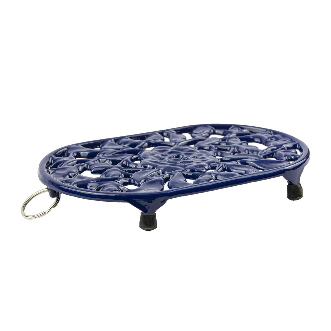 Cobalt Blue Cast Iron Oval Trivet - Diamond Home USA