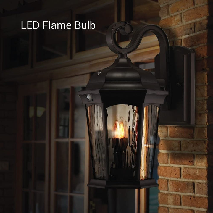 Lighting Water Glass Flame Lantern Integrated Photocell Motion-Sensor with - Diamond Home USA