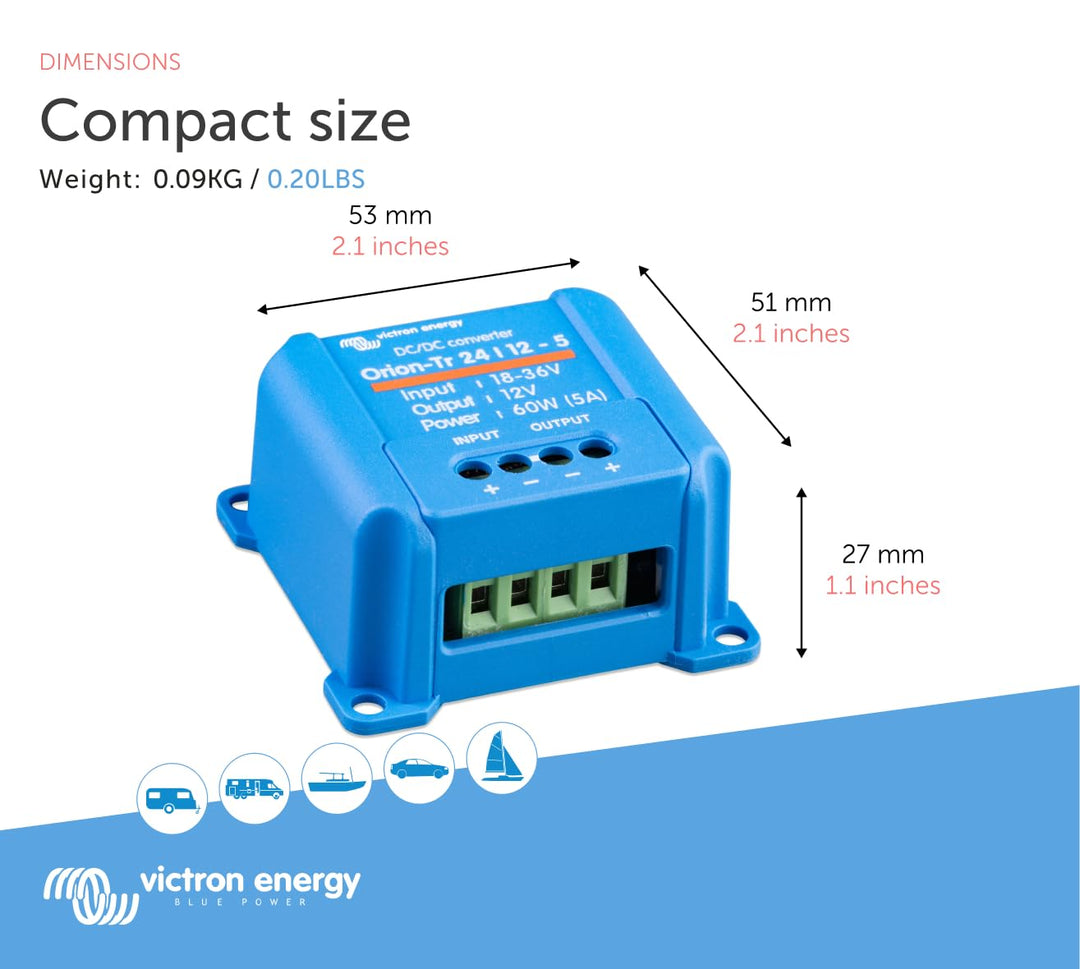Victron Energy Orion-Tr IP43 24/12-Volt 5 amp 60-Watt DC-DC Converter - Diamond Home USA