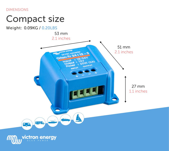 Victron Energy Orion-Tr IP43 24/12-Volt 5 amp 60-Watt DC-DC Converter - Diamond Home USA