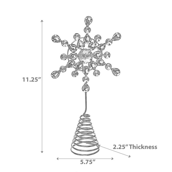 Christmas Metal Beaded Snowflake Tree Topper Silver - Diamond Home USA