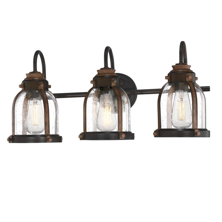 Three-light Oil-rubbed Bronze and Barnwood Indoor Wall Fixture Brown Farmhouse - Diamond Home USA