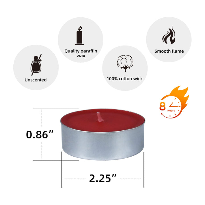 Zest Candle 12-Piece Tin Cups Tealight Candles Mega Oversized Red s