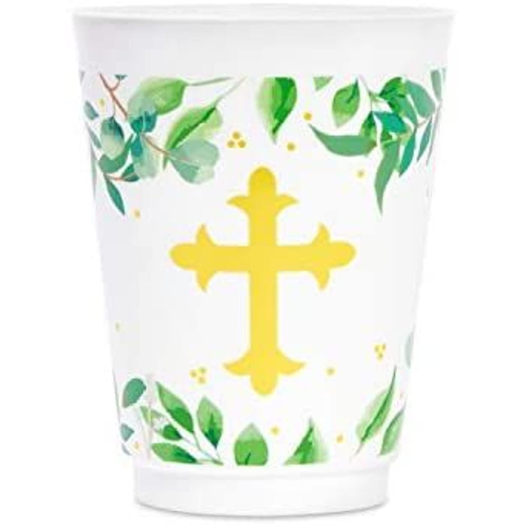 16 Oz Plastic Religious Tumbler Cups Baptism Party Supplies (16 Pack) White - Diamond Home USA