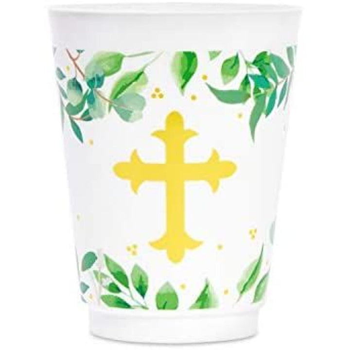 16 Oz Plastic Religious Tumbler Cups Baptism Party Supplies (16 Pack) White - Diamond Home USA
