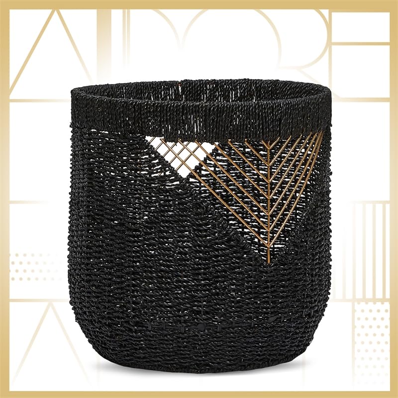 Adore Decor Ostara Seagrass Black & Gold Basket
