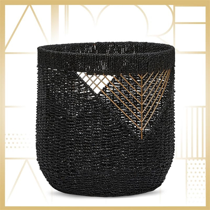 Adore Decor Ostara Seagrass Black & Gold Basket