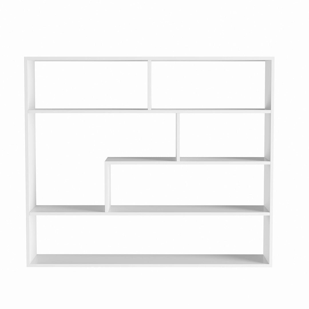 Large Rectangular White Shelf Unit Modern Contemporary MDF Matte Includes - Diamond Home USA
