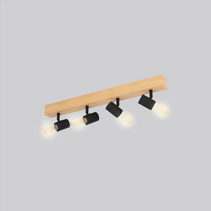 EGLO 98114A Kingswood Track Lighting Wood and Black Finish 5.40x2.00x24.80 - Diamond Home USA