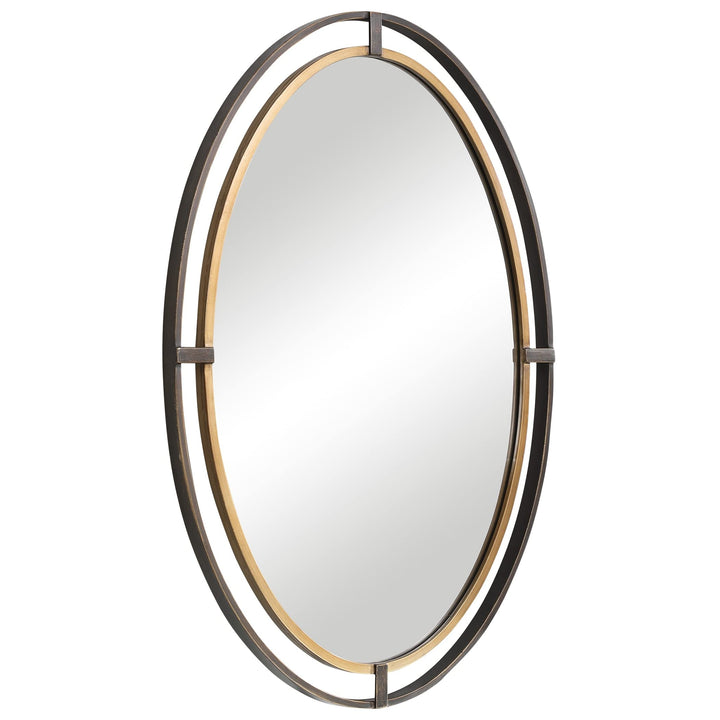 Rustic Bronze Framed Oval Mirror Brown Modern Contemporary - Diamond Home USA