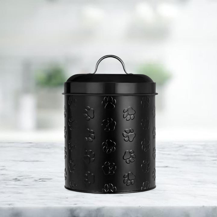 Pet Puppy Paws Food Canister Black Ceramic - Diamond Home USA