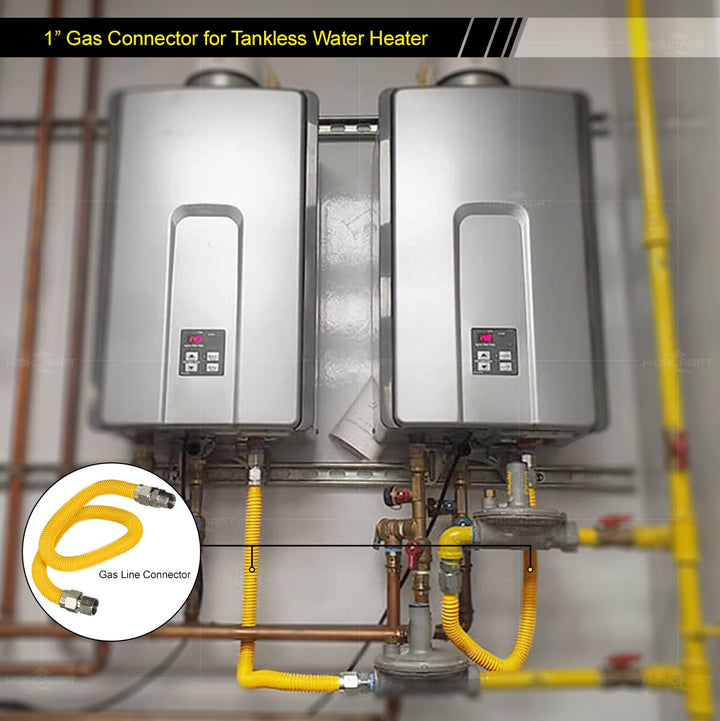 Gas ector 24 inch Yellow Coated Stainless Steel 1” OD Flexible Gas Hose - Diamond Home USA