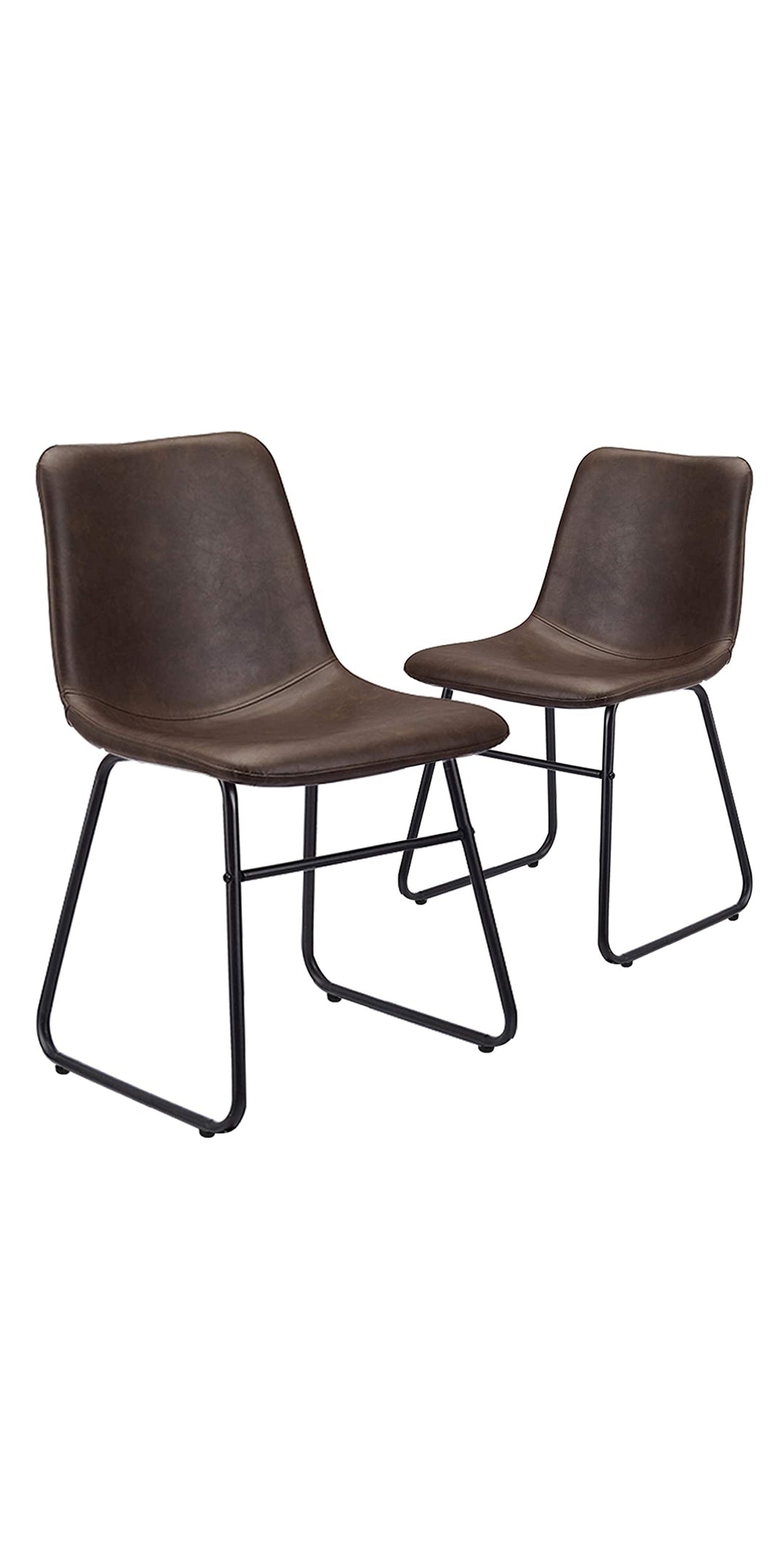 CangLong Faux Leather Armless Dining Chairs with lack Metal ase Faux Leather