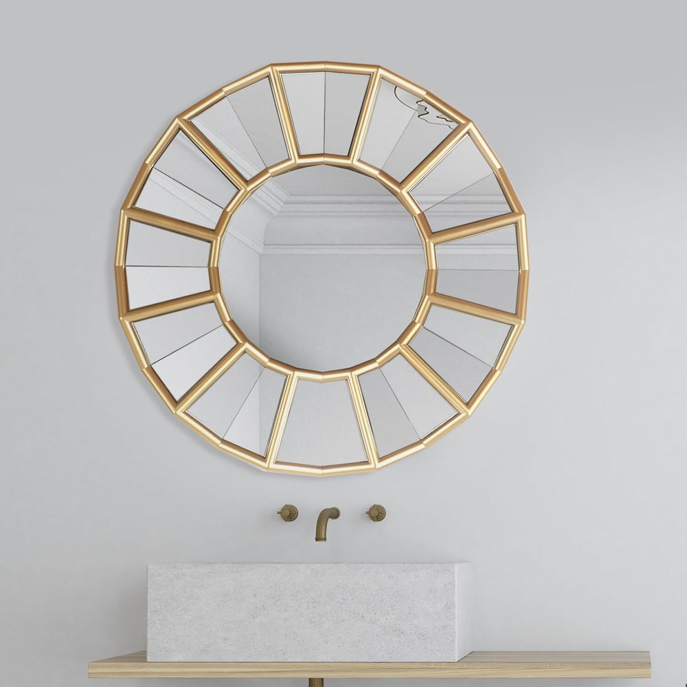 Round Wall Mirror Gold - Diamond Home USA