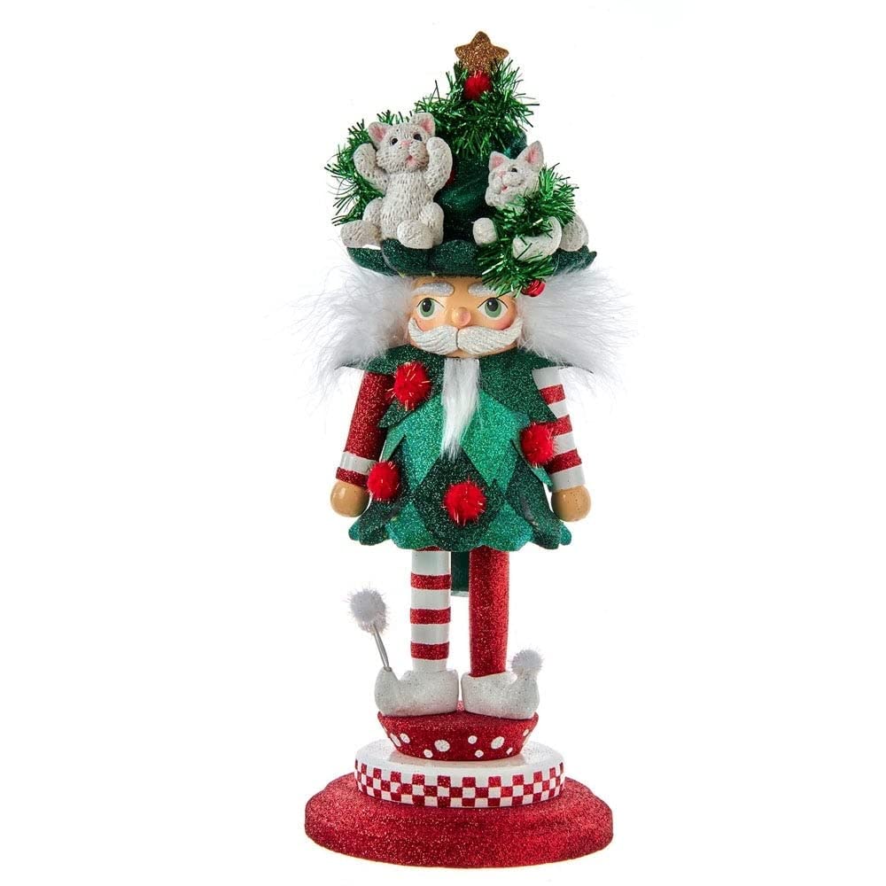 14-inch Hollywood Cats in Tree Hat Nutcracker Multi Color Wood