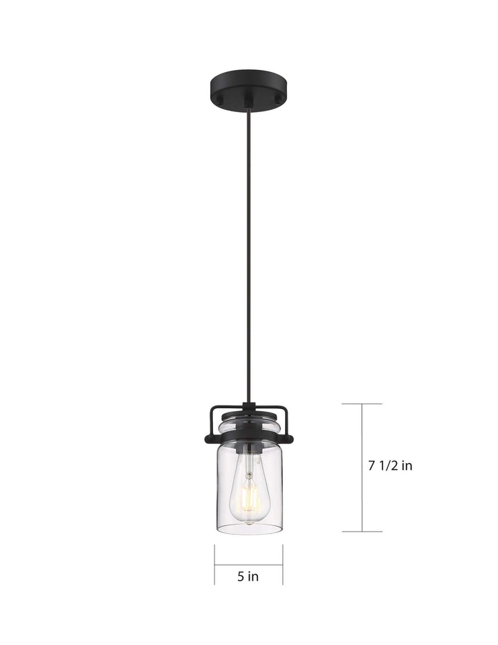 NUVO 60/6732 Antebellum 1 Light Mini Pendant Fixture Matte Black - Diamond Home USA