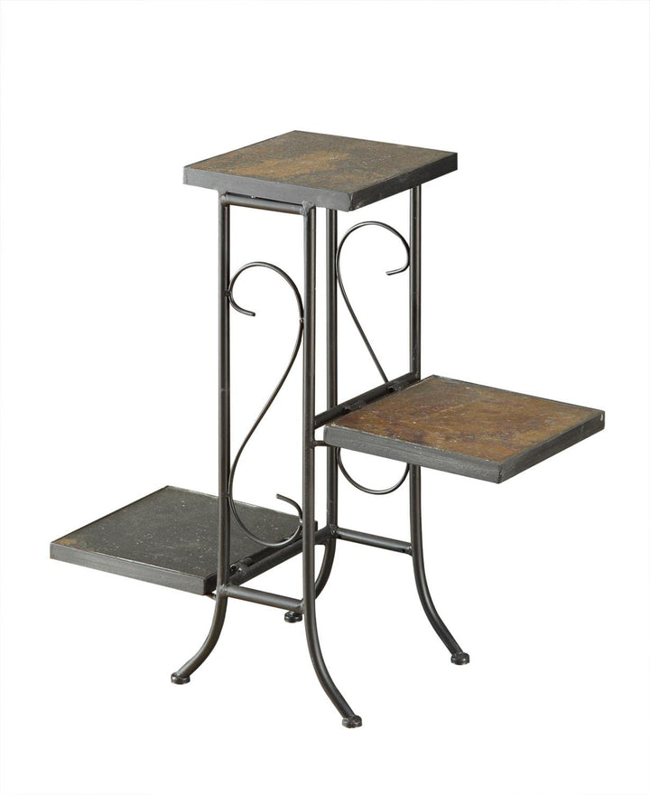 4D Concepts 3-Tier Plant Stand with Slate Top Metal/Slate