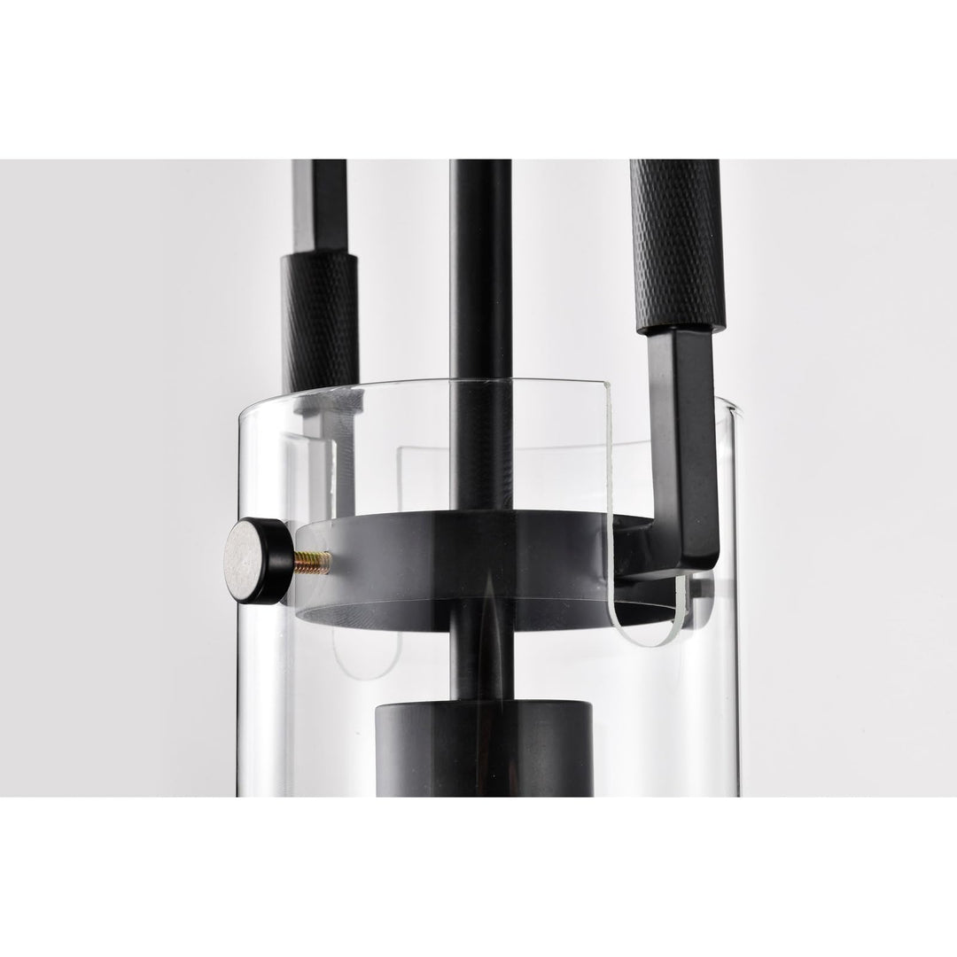 1-light Matte Black Mini with Clear Cylindrical Glass Shade Modern - Diamond Home USA