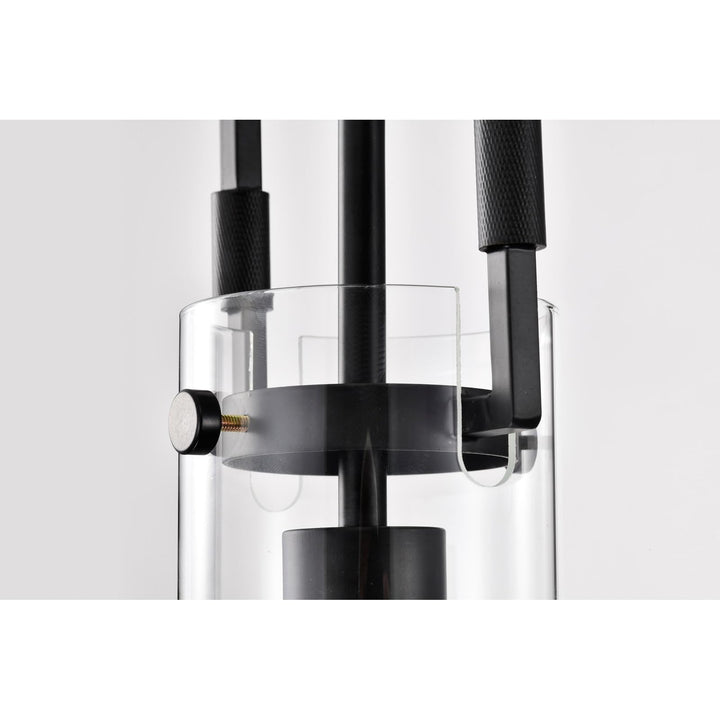 1-light Matte Black Mini with Clear Cylindrical Glass Shade Modern - Diamond Home USA