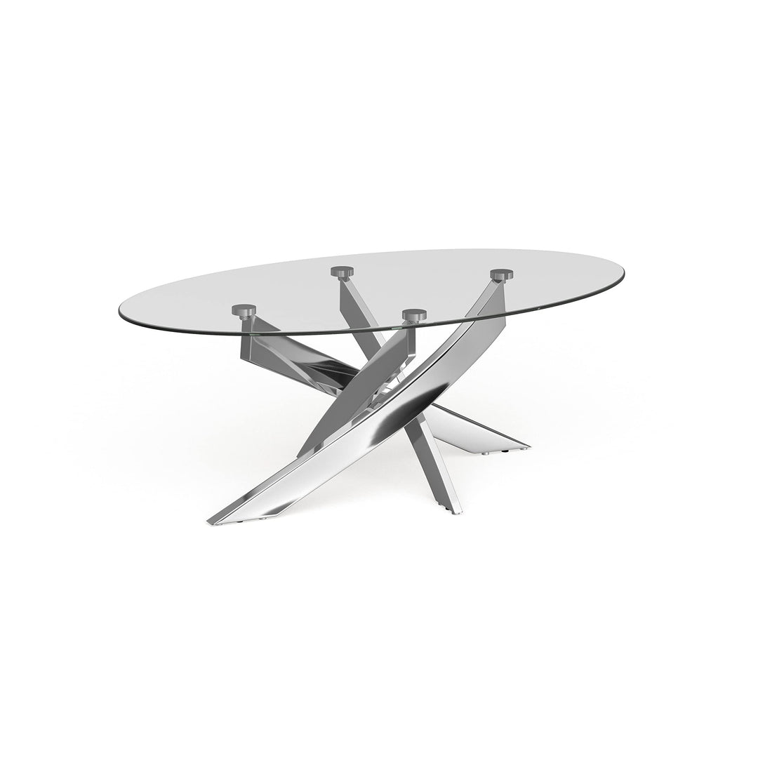 Furniture of America Dess Modern Chrome Metal Oval Coffee Table - Diamond Home USA