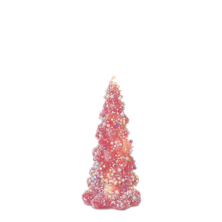 Led Tree with Rainbow Pearl Ornaments (Set of 3) Pink Glass Led Lights - Diamond Home USA