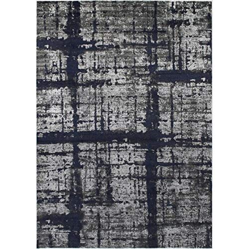 Rugs Distressed Gray and Charcoal Grey Rectangular Accent Area Rug with Midnight - Diamond Home USA