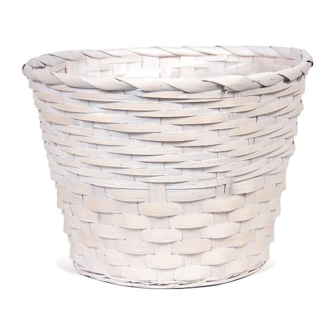 Basket Shaped White Washed Planter Wicker
