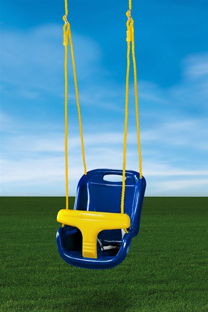 Gorilla Playsets 04-0032-B High Back Plastic Infant Swing with Yellow T bar & Blue - Diamond Home USA