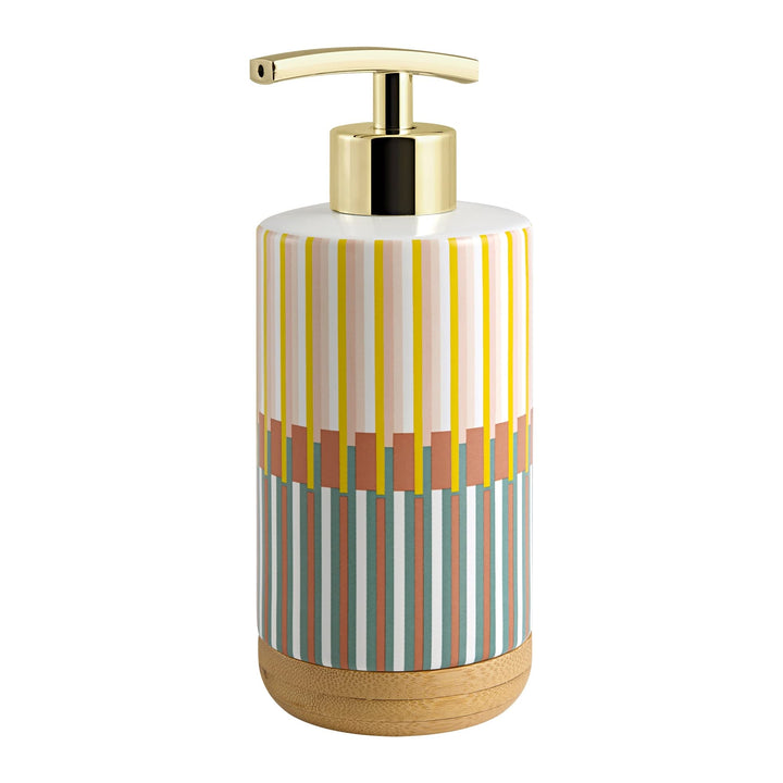 Market Stripe Lotion Pump Multi/Soap Striped Modern Contemporary Ceramic