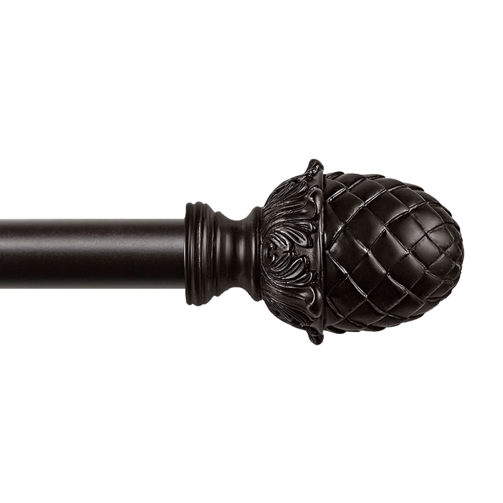 Exclusive Home Acorn 1" Curtain Rod and Coordinating Finial Set Matte Bronze - Diamond Home USA