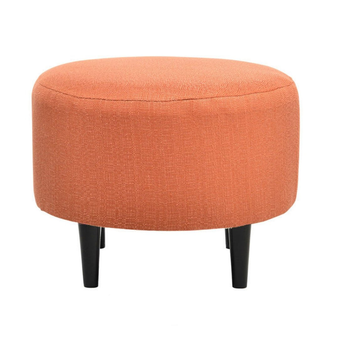Round Ottoman Chair Coffee Table Extra Seating Feet Rest (Pumpkin)