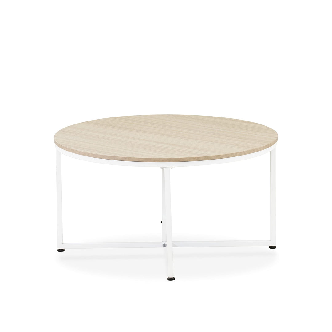 1 Piece id Century Coffee Table White Wood Laminate odern Contemporary Round - Diamond Home USA