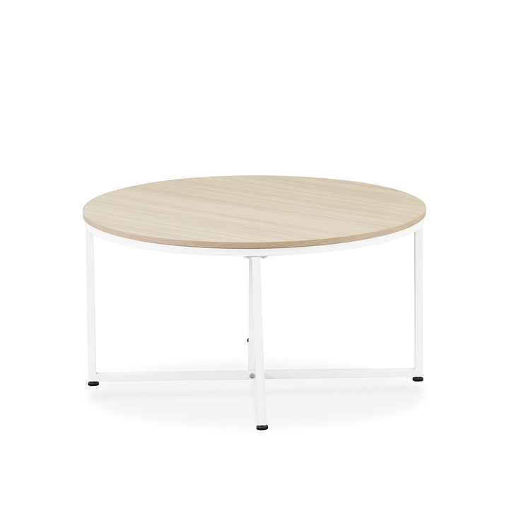 1 Piece id Century Coffee Table White Wood Laminate odern Contemporary Round - Diamond Home USA
