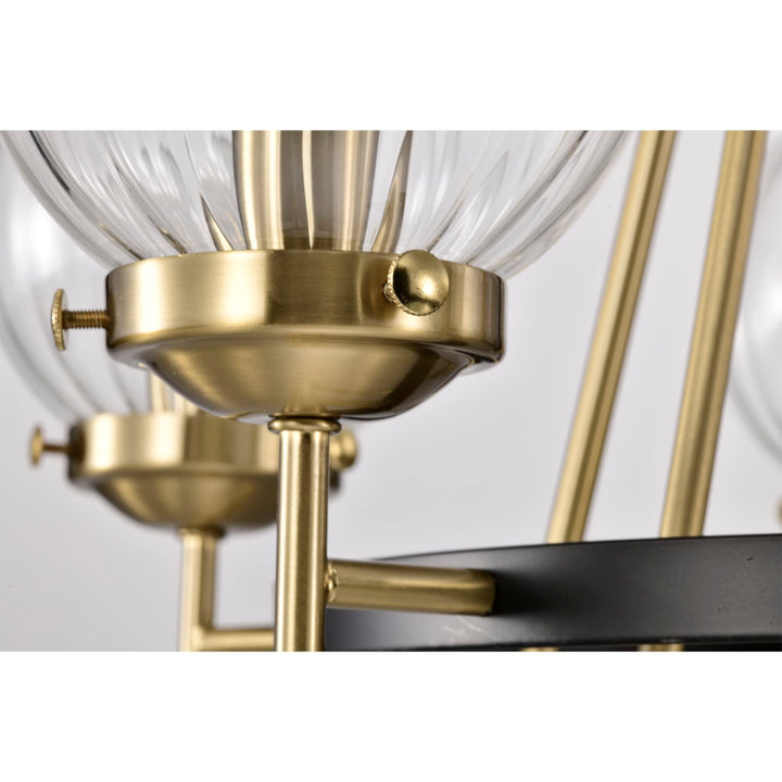 Warehouse of Tiffany INES 21 Inch Clear Globe Glass Chandelier 5 Light Black - Diamond Home USA