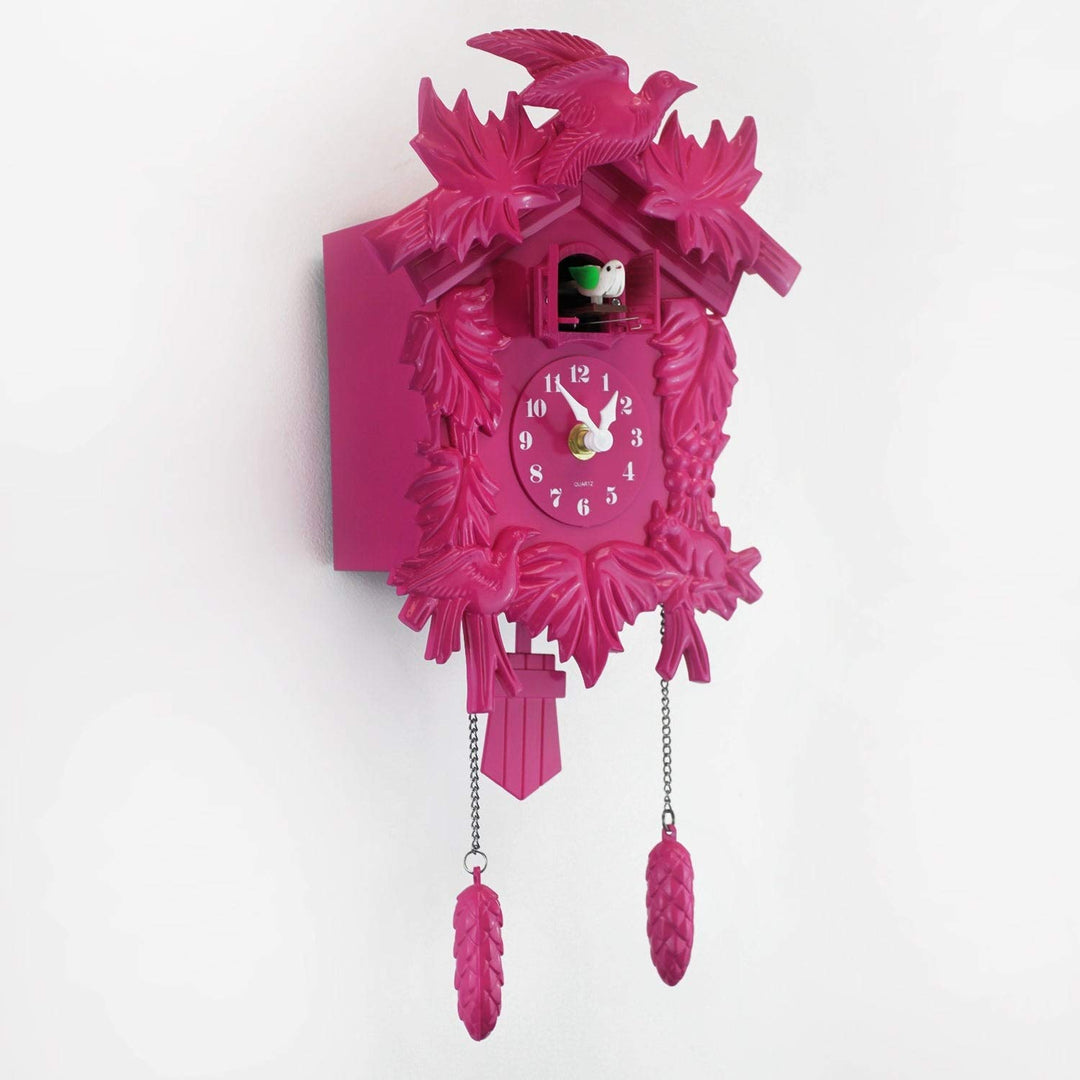 Pink Cuckoo Clock DIY Art Home Idea Modern Contemporary Rectangular Plastic - Diamond Home USA