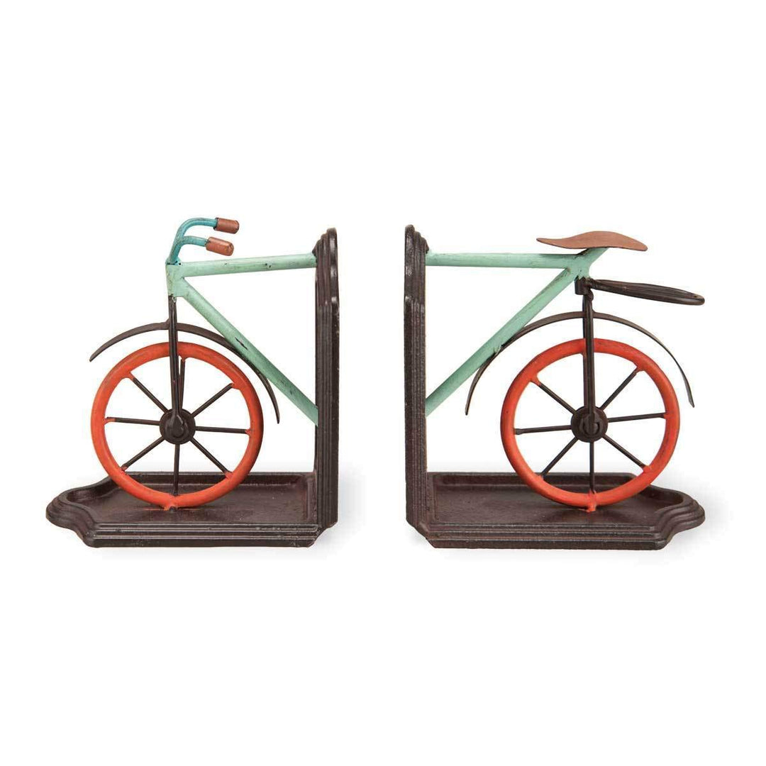 Brown Orange Bike Bookends Rustic Decor Vintage Bicycle Bookend Statue Cyclist