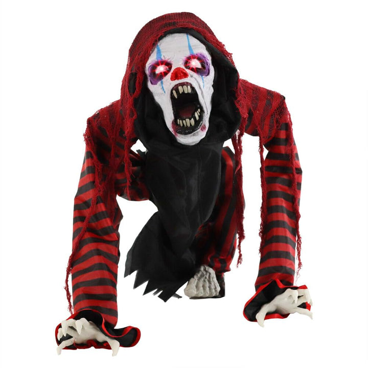 Haunted Hill Farm Squatting Clown Dog Halloween Animatronic with Movement Sounds