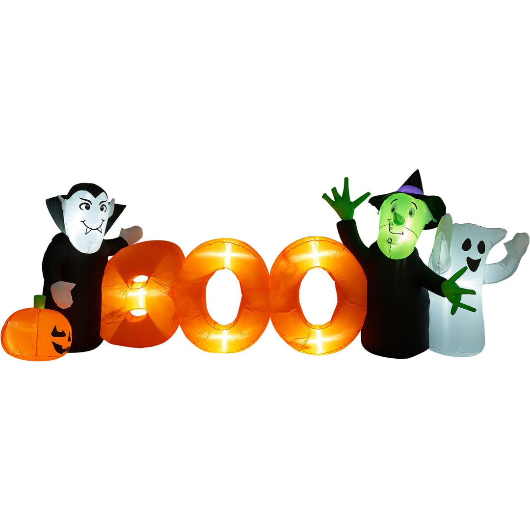 Haunted Hill Farm 10-ft. Wide Vampire Ghost and Witch Boo Sign Blow Up with - Diamond Home USA