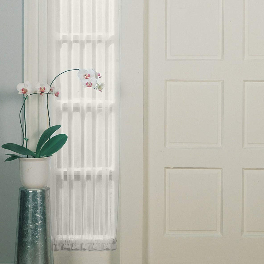 No. 918 Emily Sheer Voile Rod Pocket Door Sidelight Curtain Panel 28" x 72" 28x72 - Eggshell - Diamond Home USA