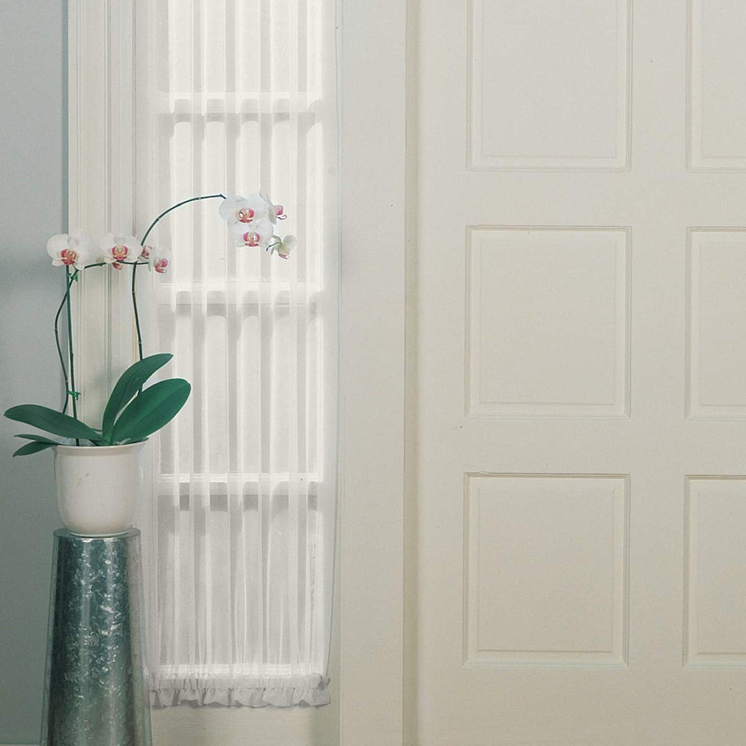 No. 918 Emily Sheer Voile Rod Pocket Door Sidelight Curtain Panel 28" x 72" 28x72 - Eggshell - Diamond Home USA