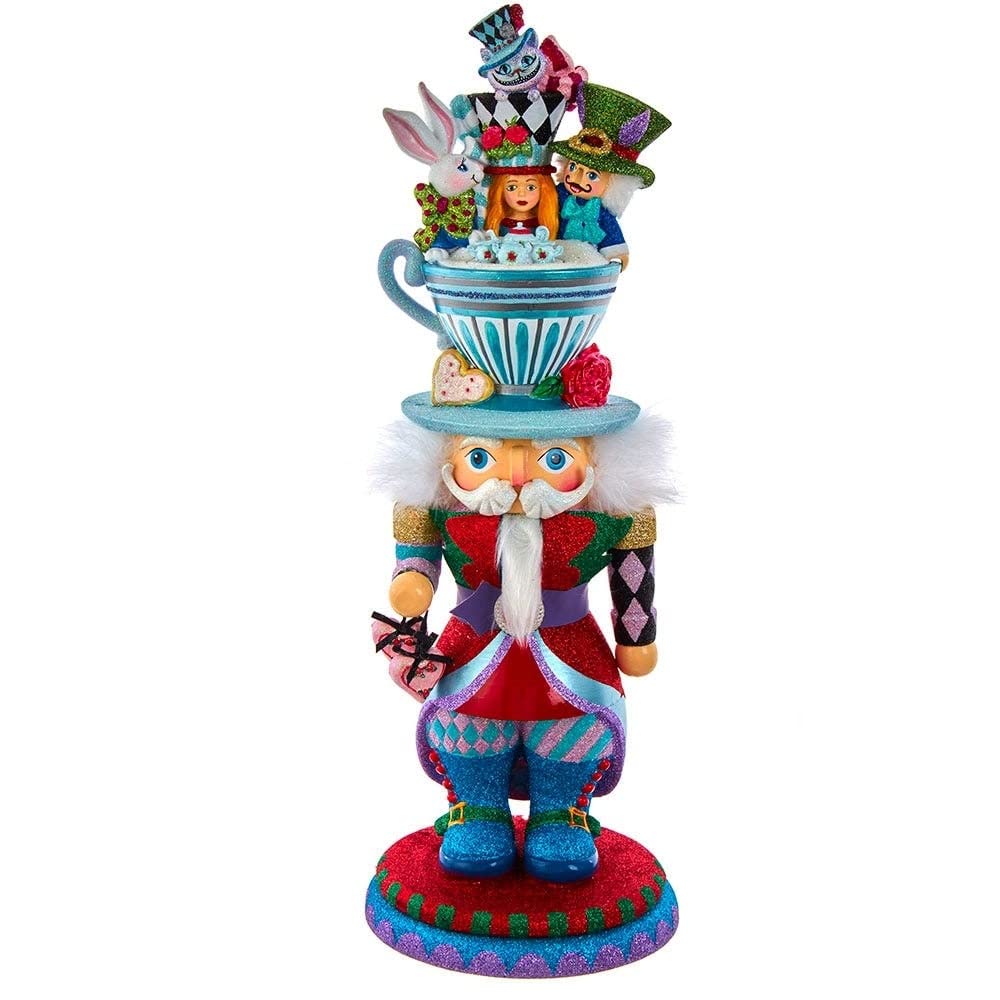 18-inch Hollywood Teacup Hat Nutcracker Multi Color Wood