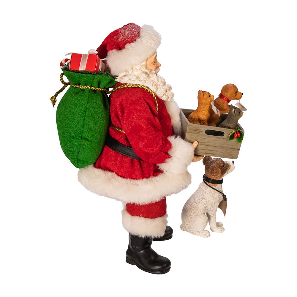Kurt Adler 10.5-Inch Fabriché™ Adopt-a-Pet Santa with Dog 2 Piece Set - Diamond Home USA