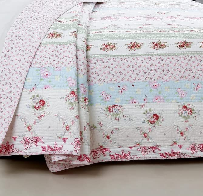 3 Piece Quilt Set Shabby Patchwork Vintage Chic