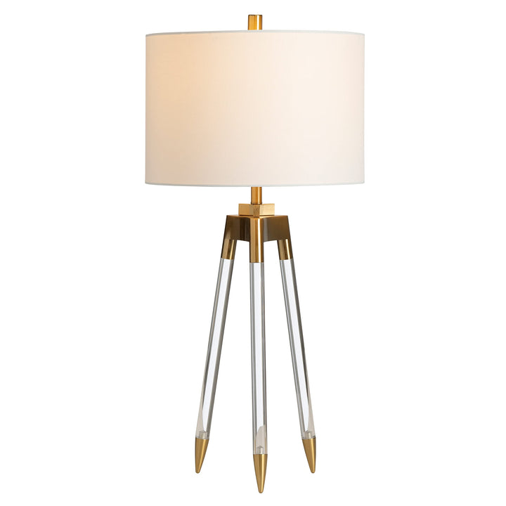 Clear Acrylic Tripod Table Lamp 15 X 31 Brass Glam Modern Contemporary