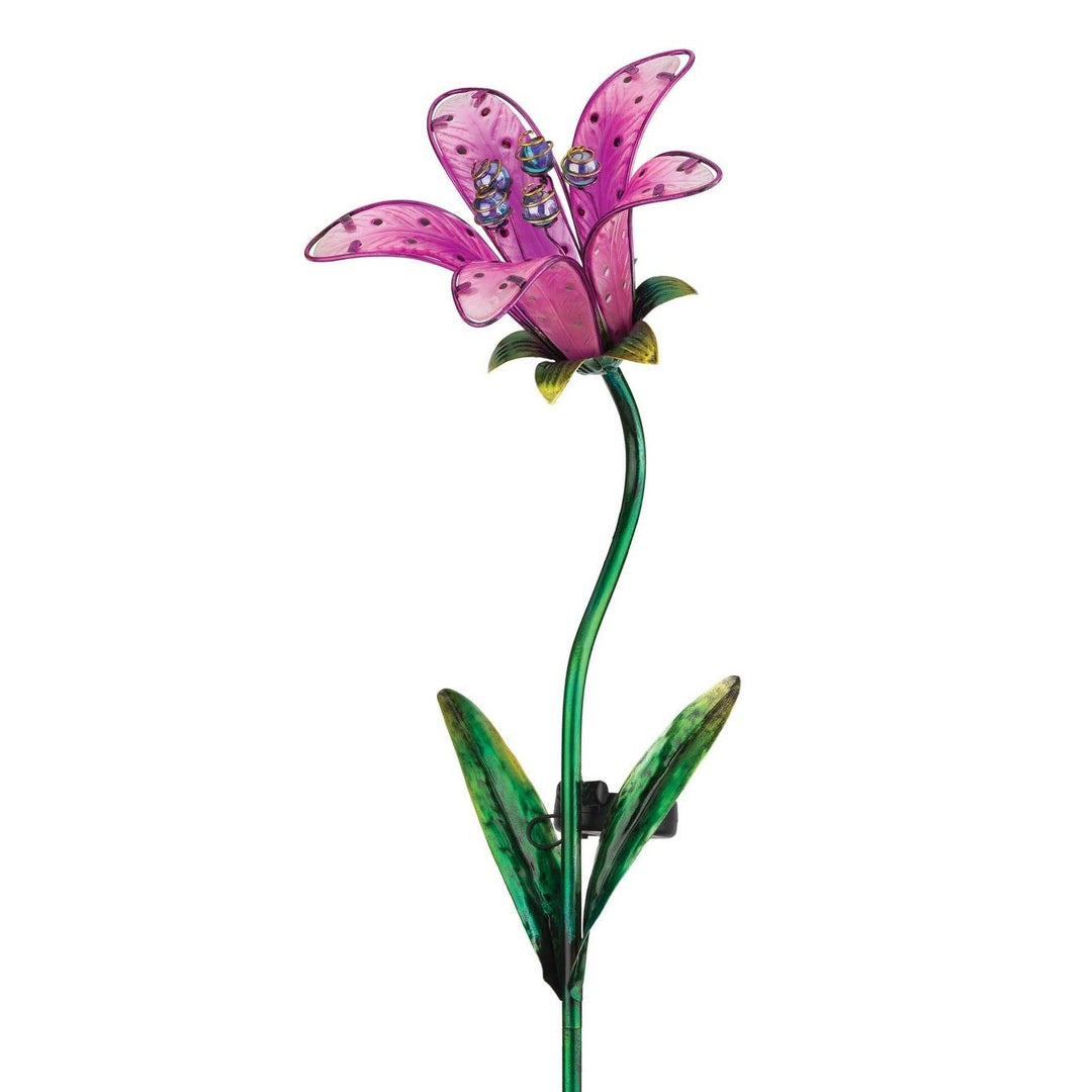metal tiger lily Solar Tiger Lily Stake Pink 9"x7.25"x33"