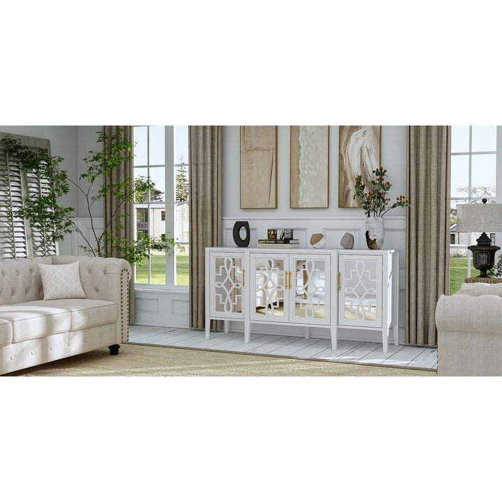 63''Sideboard Lacquer Accent Cabinet Buffet with 4 Acrylic Glass Doors 62.9" - Diamond Home USA